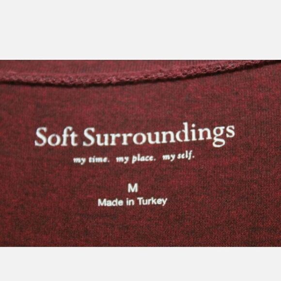 Soft Surroundings Velvet Side Tunic Top Size Medium Burgundy Maroon Long Sleeve. - Picture 7 of 8